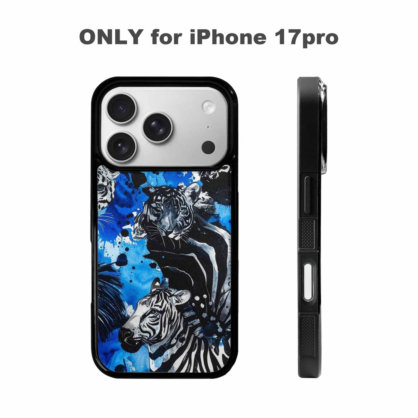 iPhone 17 Pro Case — Animal Print Black Blue Ink Animal, Customized Protective Case