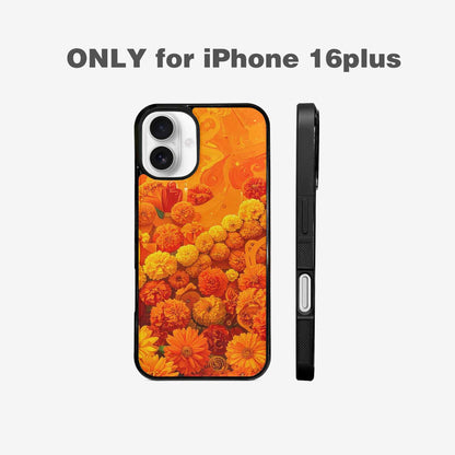 iPhone 16 Plus Case — Marigold Day Of The Dead Marigold, Custom Designed Case Cover
