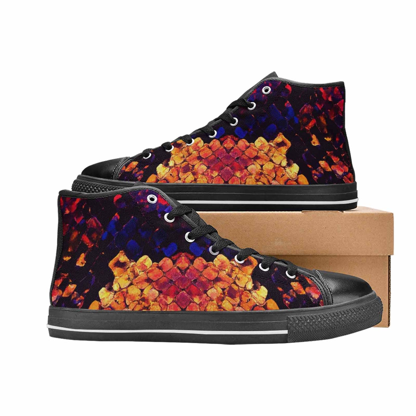 MEN'S Dark Snake Print High Top Canvas Grunge Sneakers