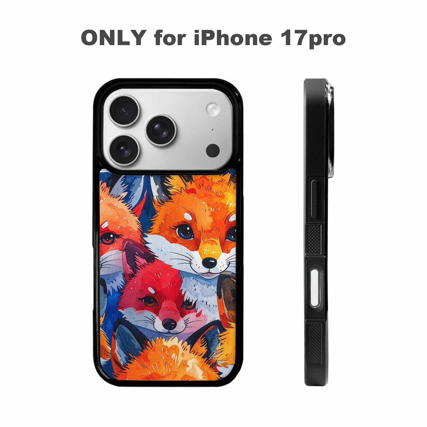 iPhone 17 Pro Case — Watercolor Kawaii Fox Faces Watercolor Abstract, Custom Made Phone Cover