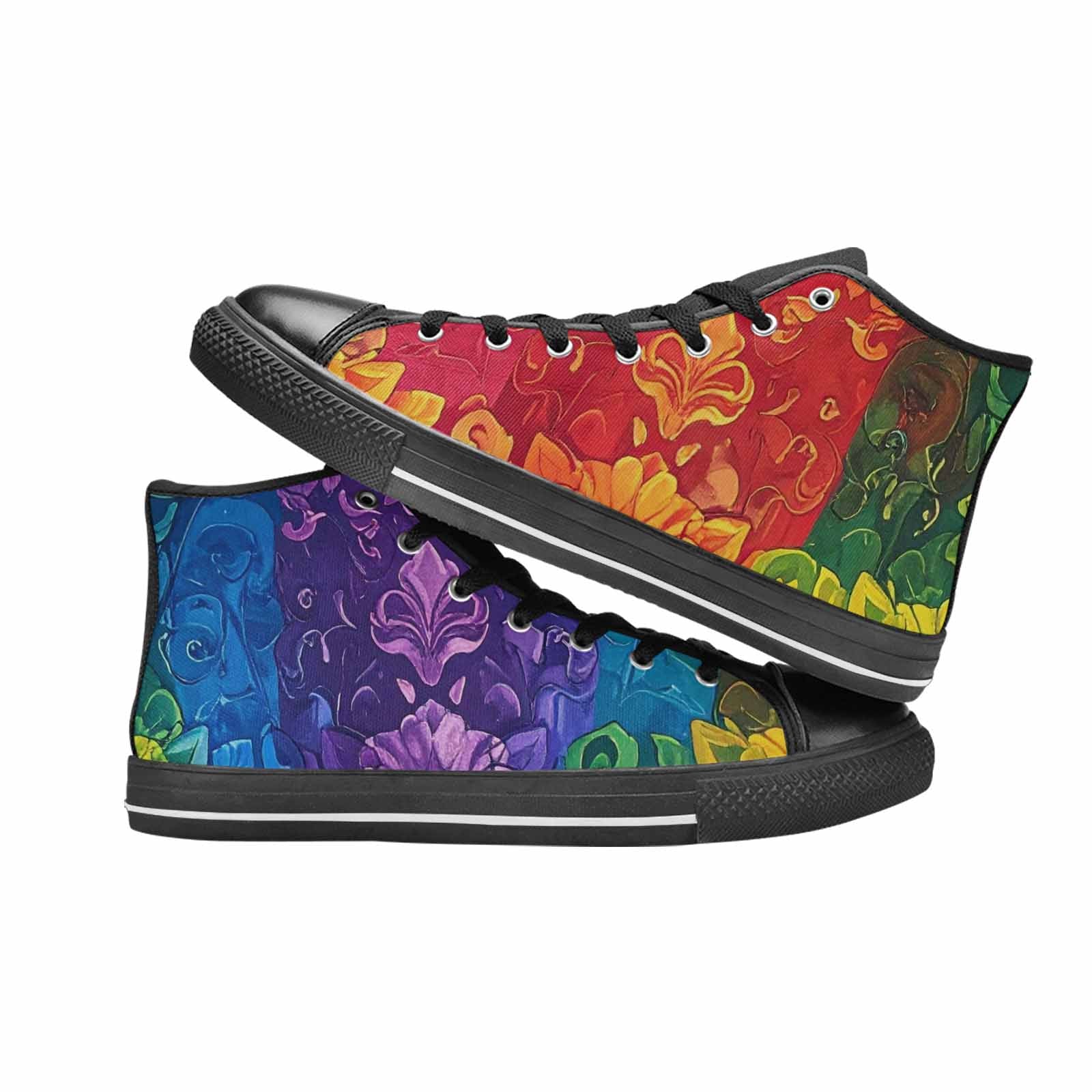 MEN'S Rainbow Pride Flag High Top Canvas Surreal Custom Sneakers