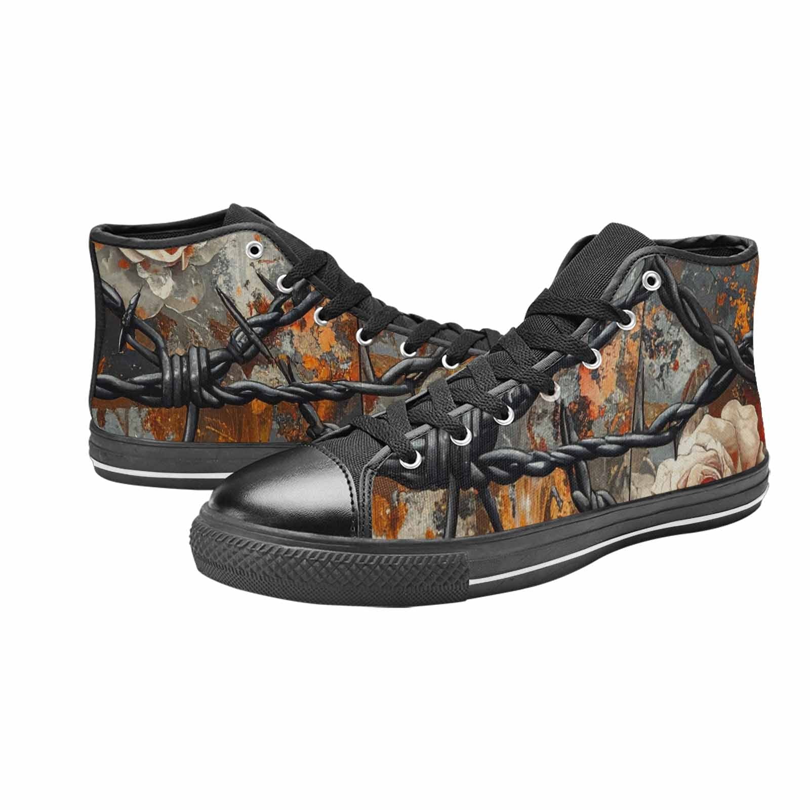 WOMEN'S Barbed Wire Chain High Top Canvas Neon Fantasy Sneakers