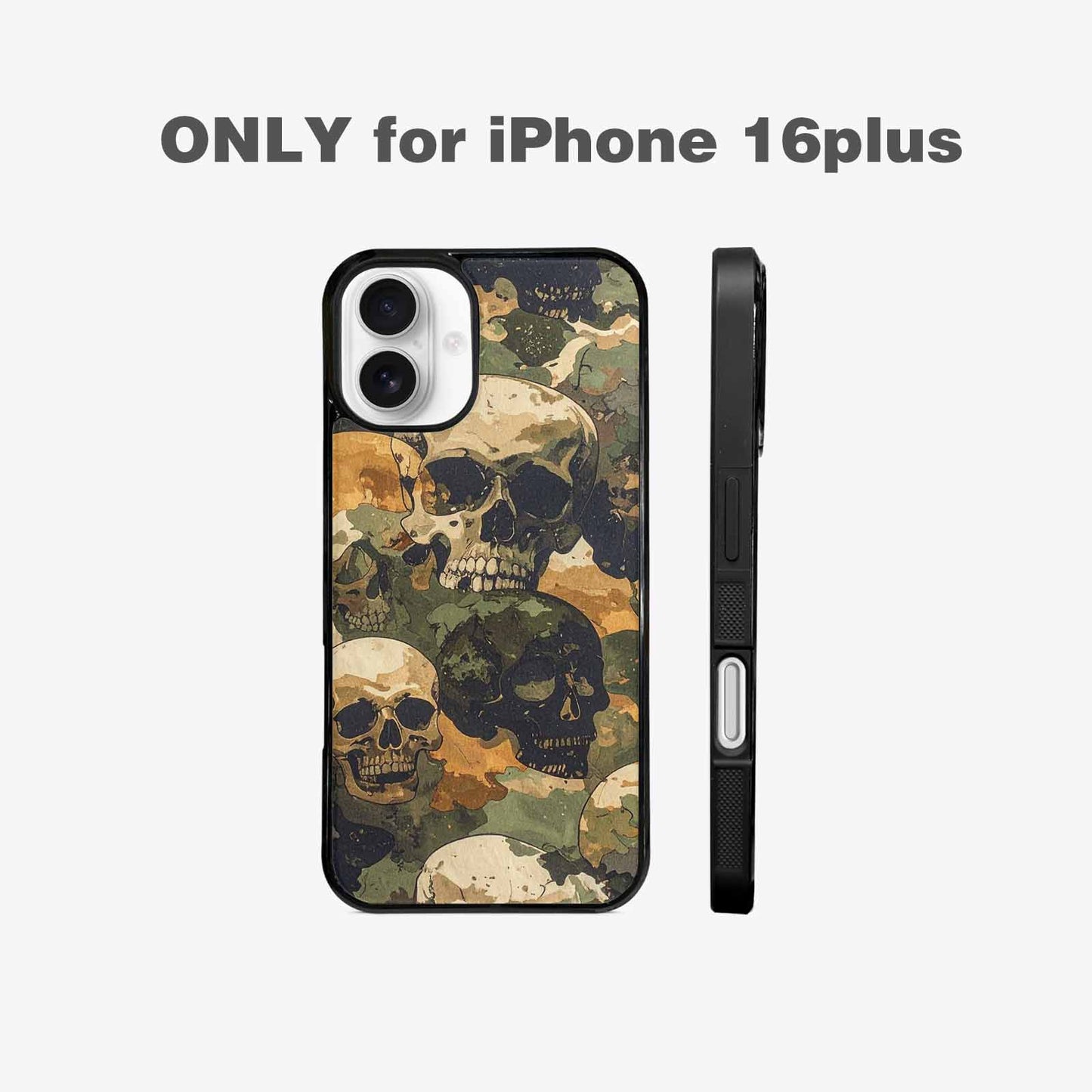iPhone 16 Plus Case — Military Camo Skull, Original Design Phone Case