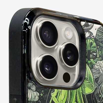iPhone 16 Pro Case — Sea Creature Burst Black Green Ink, Custom Art Phone Cover