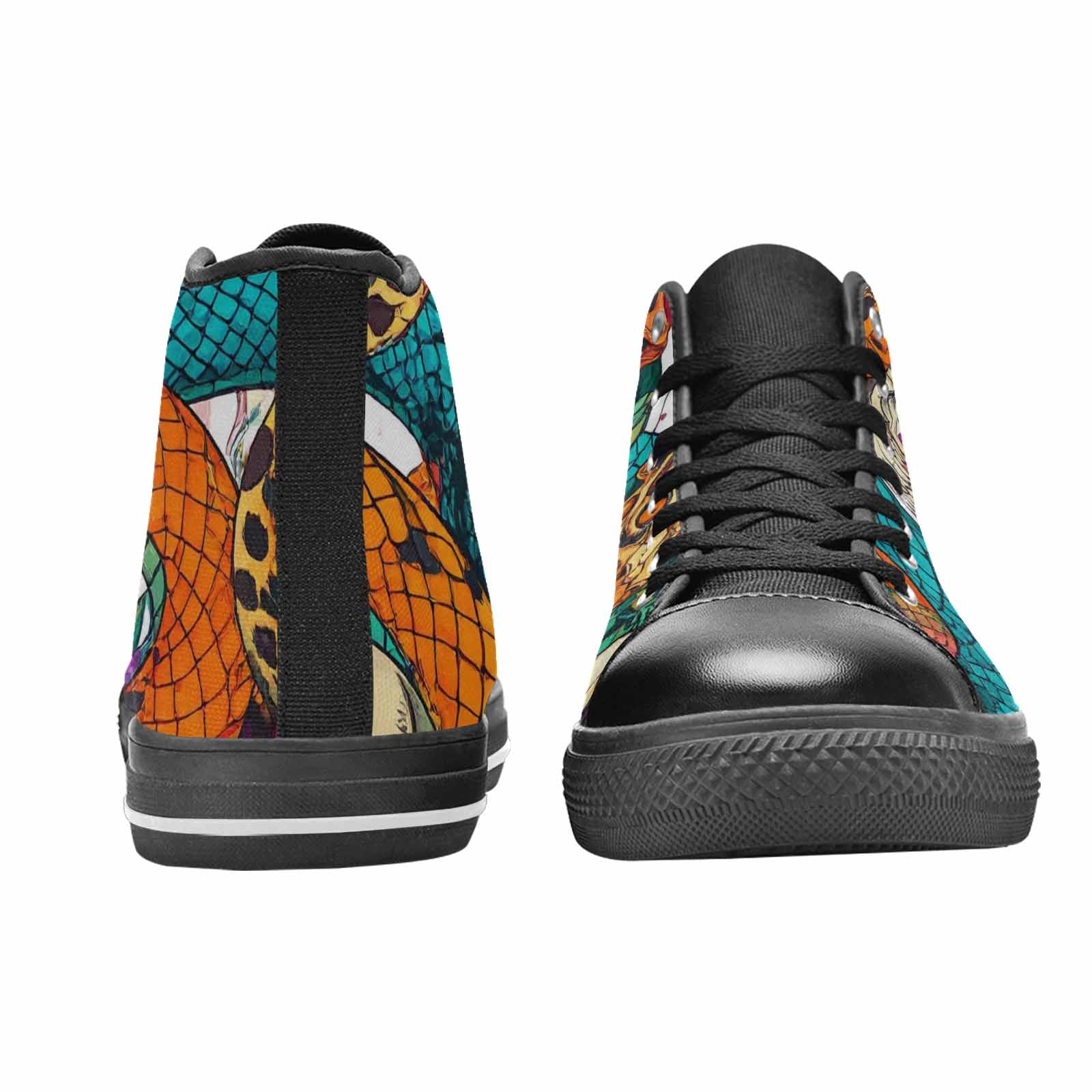 MEN'S Snake Print Skull High Top Canvas Cottagecore Custom Sneakers