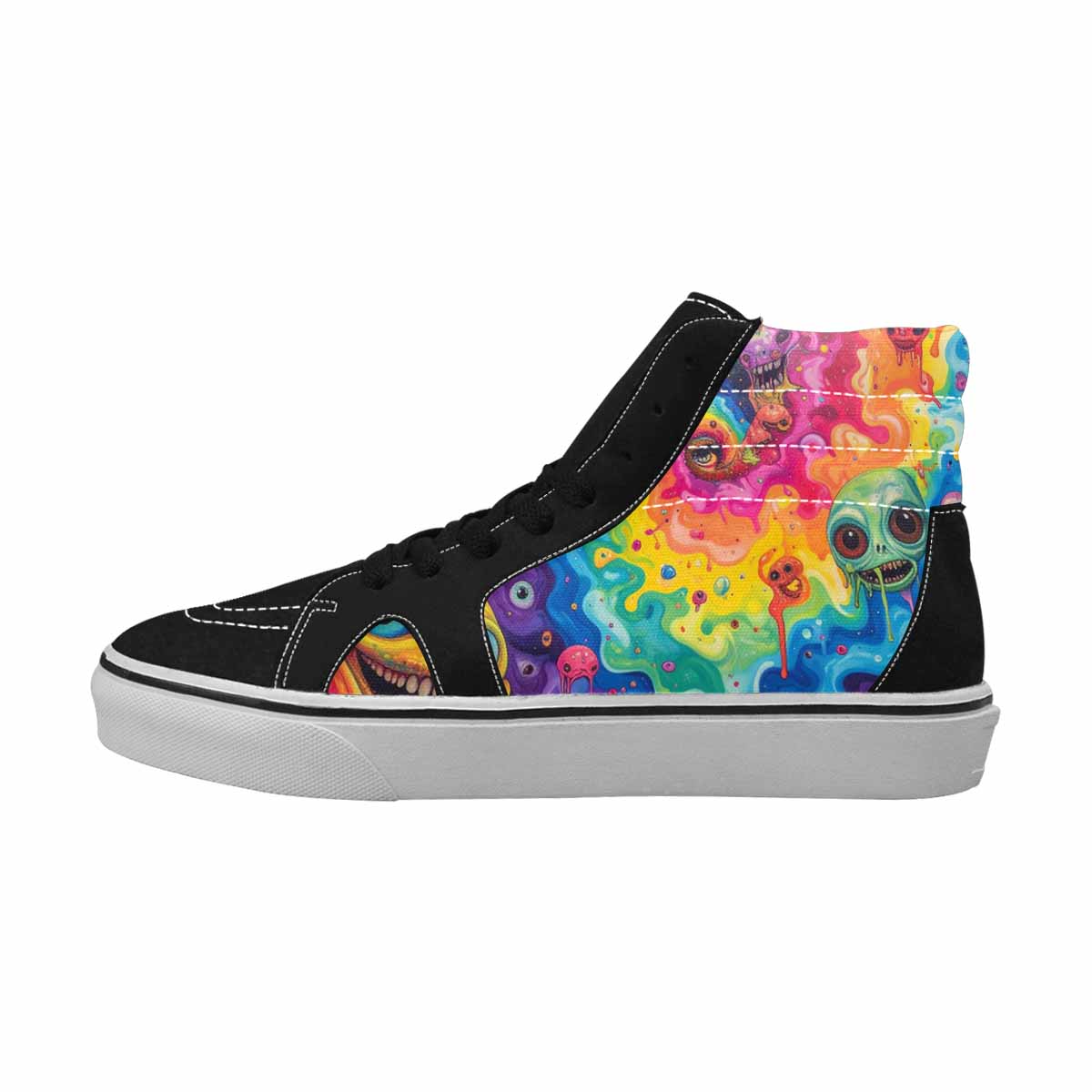 MEN'S Aliens  Tie Dye High Top Canvas Neon Fantasy Shoes