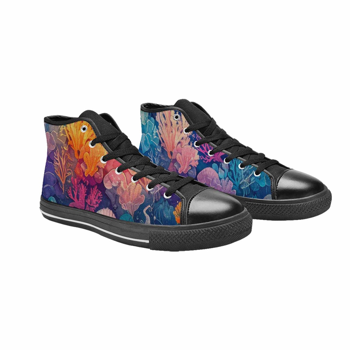 MEN'S Fish Scale Coral High Top Canvas Cottagecore Custom Shoes