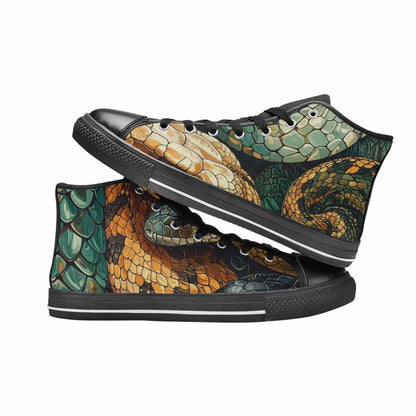 MEN'S Snake Skin Reptile High Top Canvas Surreal Shoes