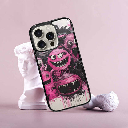 iPhone 16 Pro Case — Monsters General Black Pink Ink Cartoon, Personalized Phone Case