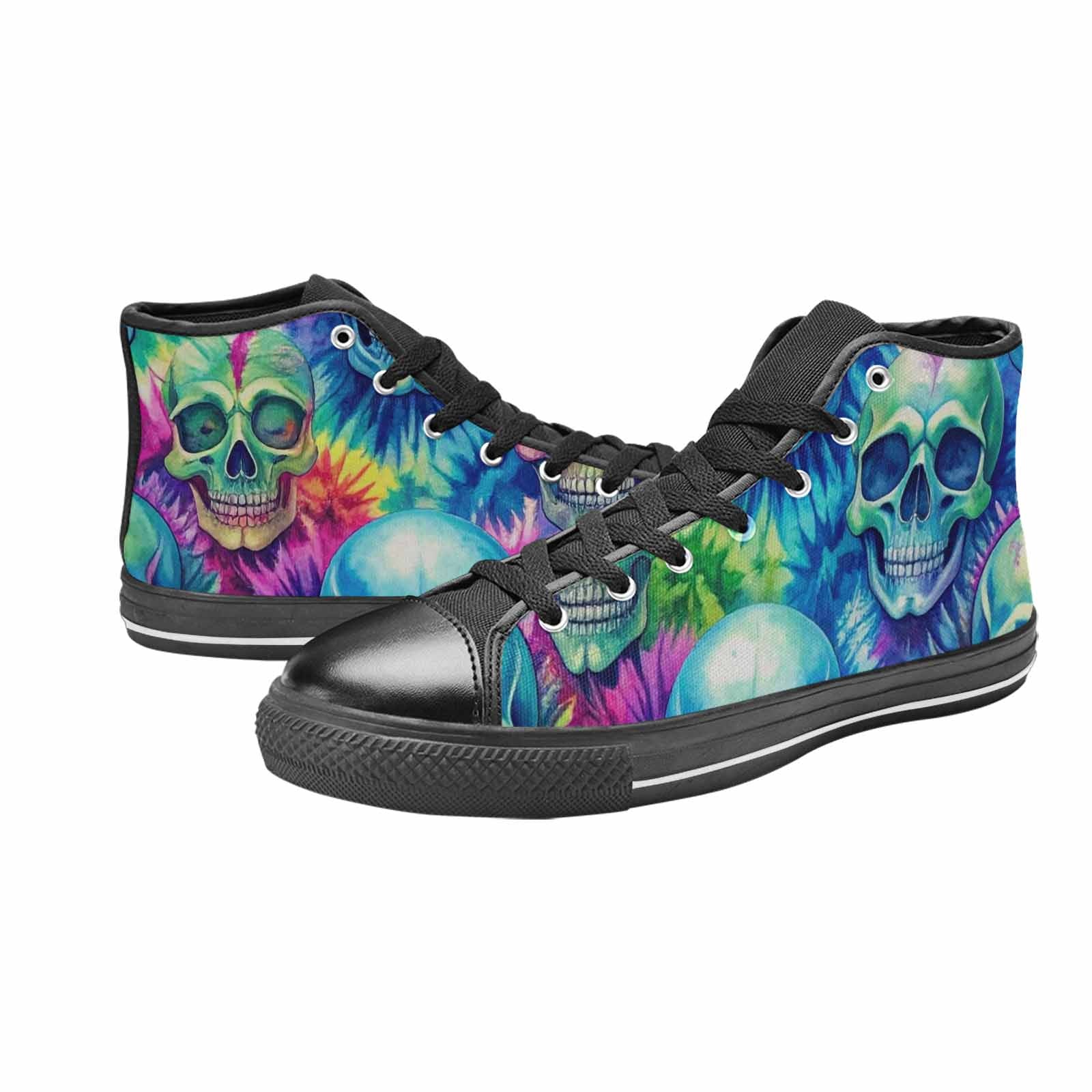 MEN'S Tie Dye Skulls Print High Top Canvas Aesthetic Sneakers