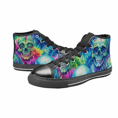 MEN'S Tie Dye Skulls Print High Top Canvas Aesthetic Sneakers