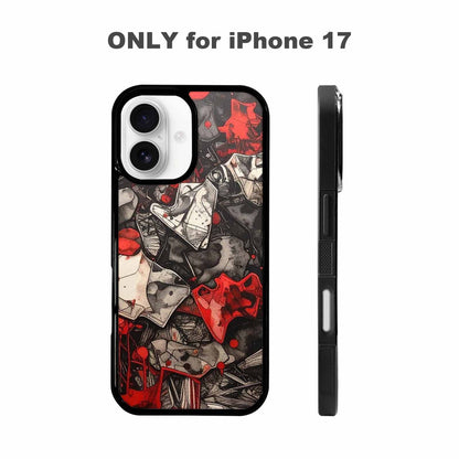 iPhone 17 Case — Black &amp; Red Ink Camo, Custom Made Phone Cover