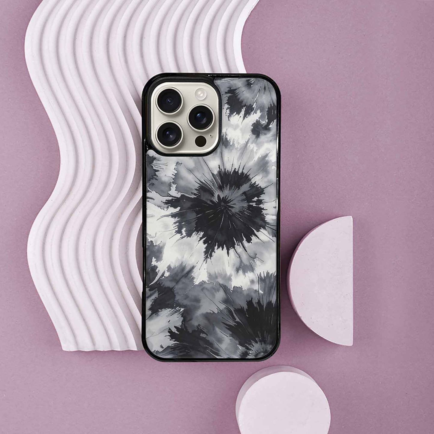 iPhone 16 Pro Max Case — Tie Dye Black And Gray Blended, Unique Phone Case Design