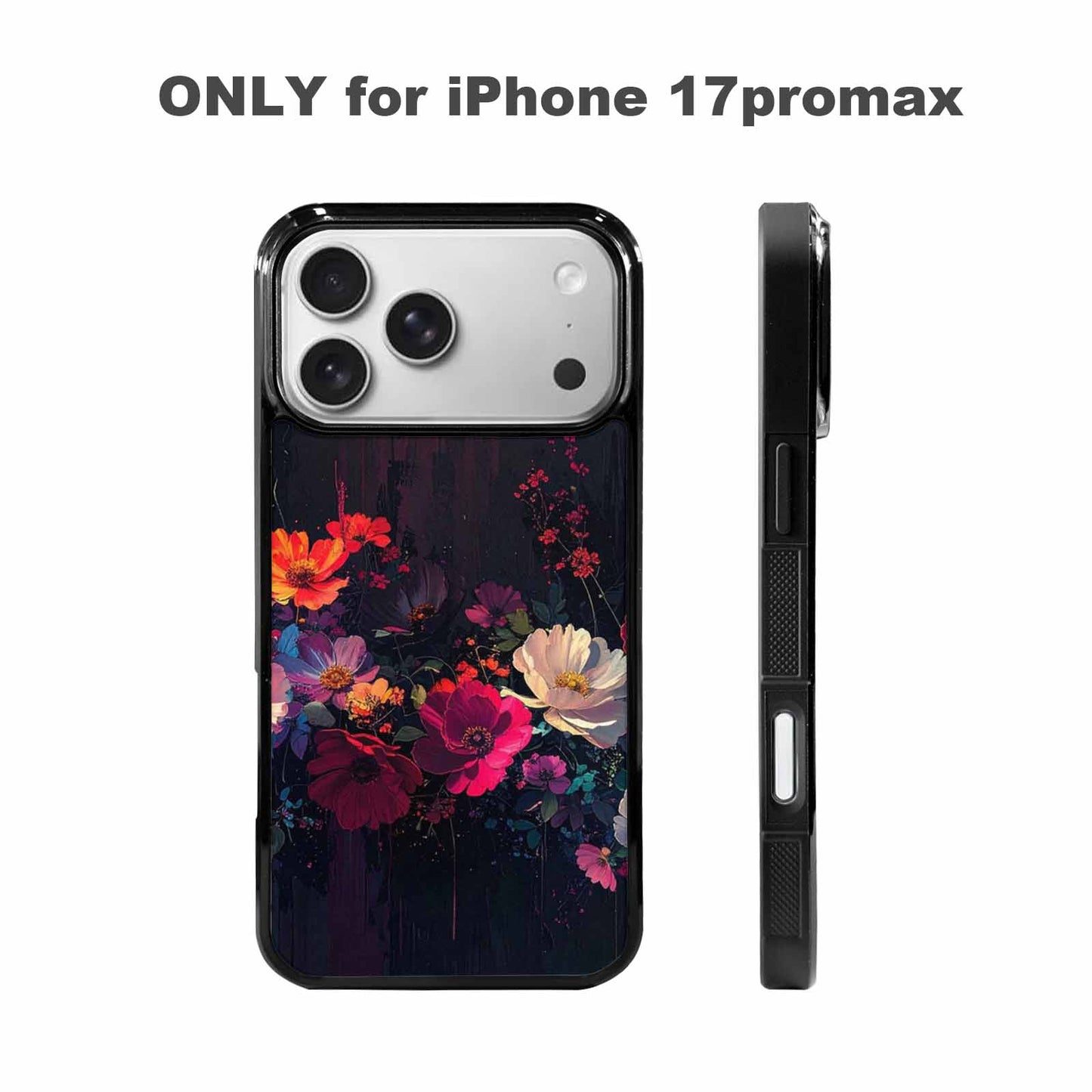 iPhone 17 Pro Max Case — Shadowy Glitch Floral Pattern Floral, Customized Protective Case