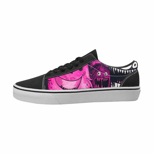 WOMEN'S Monsters Black & Pink Ink Canvas Made To Order Neon Fantasy Custom Print Sneakers