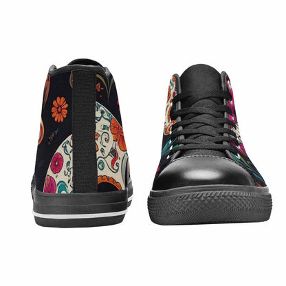 MEN'S Dia De Los Muertos Sugar Skull High Top Canvas Surreal Custom Shoes