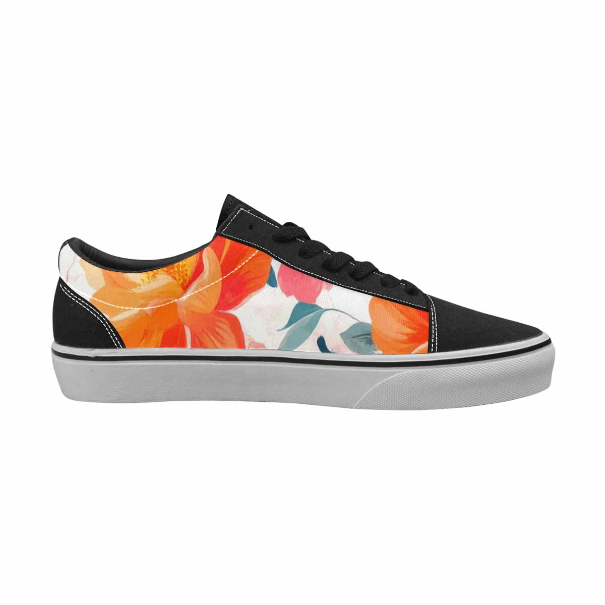 MEN'S Marble Floral Canvas Lace-Up Vibrant Chaos Custom Sneakers