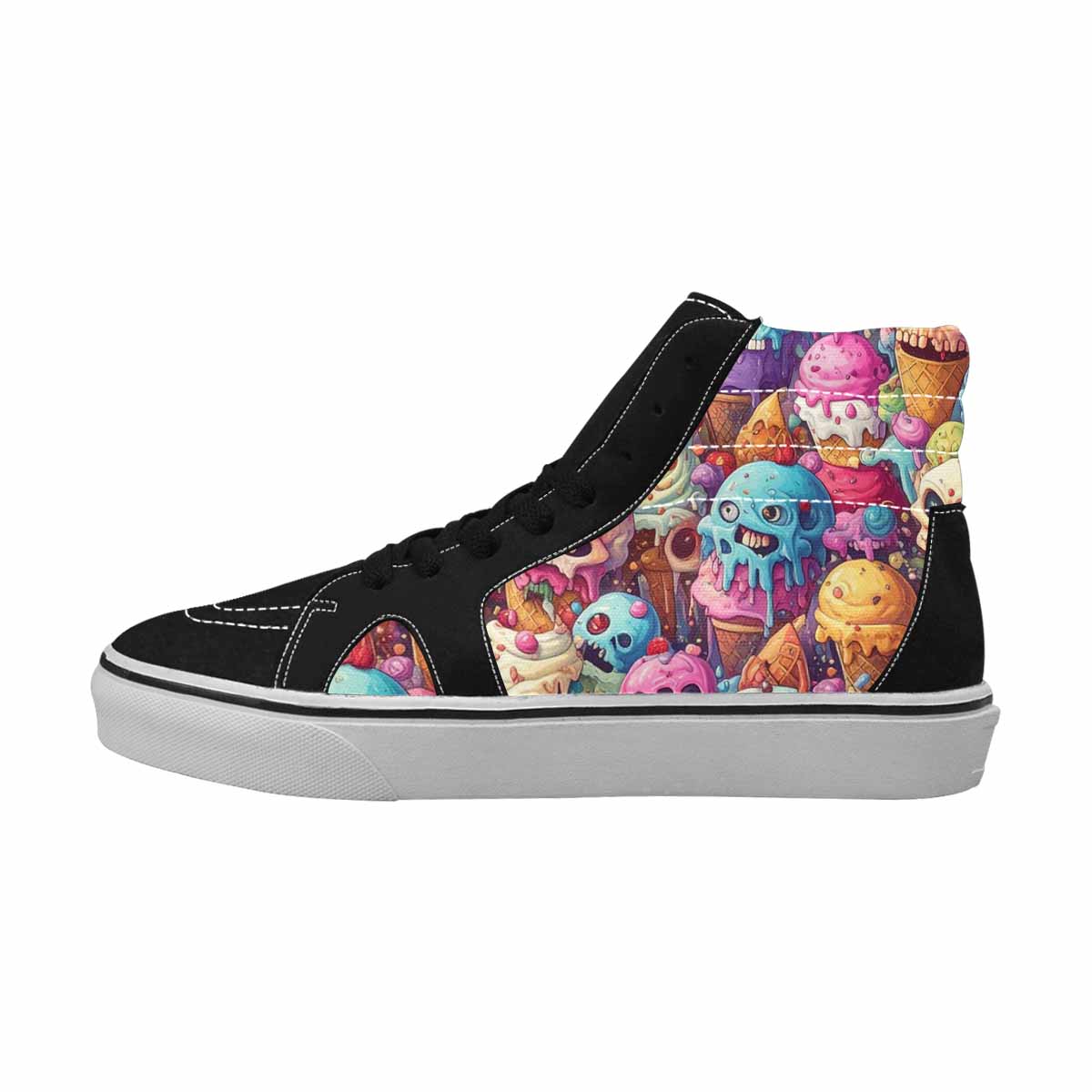 MEN'S Ice Cream Monsters  High Top Canvas Vibrant Chaos Sneakers