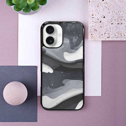 iPhone 16 Case — Grey Camo Print, Unique Phone Case Design