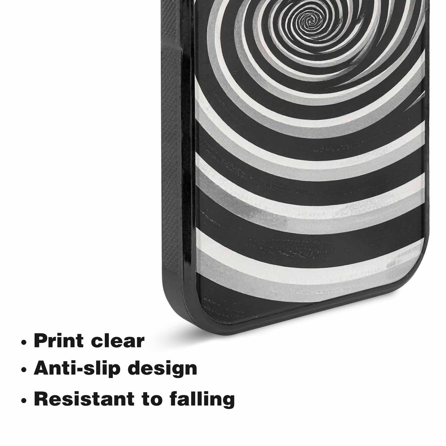 iPhone 15 Plus Case — Hypnotic Spiral Optical Illusion Motif High, Original Design Phone Case