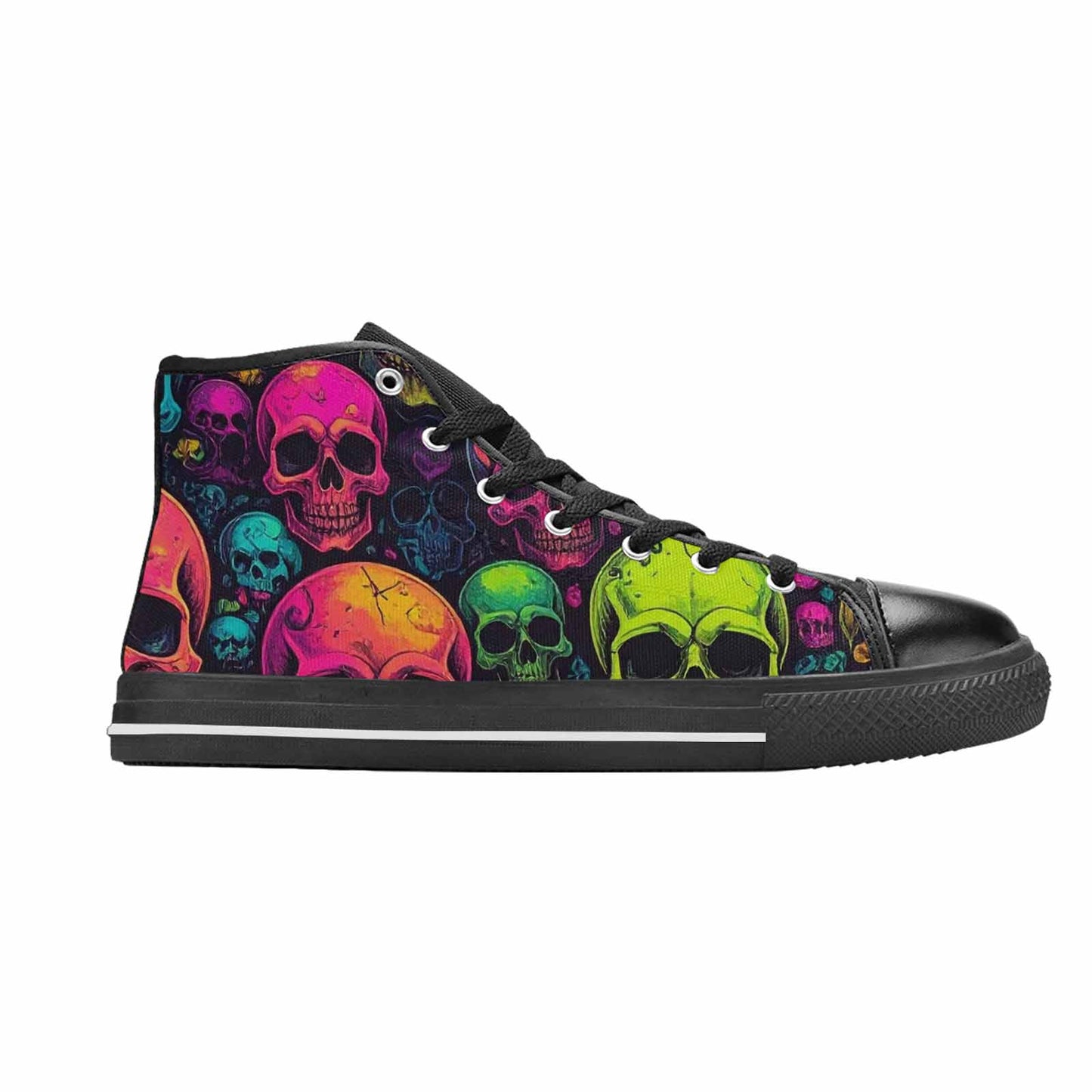 MEN'S Skulls - Neon High Top Canvas Aesthetic Custom Sneakers