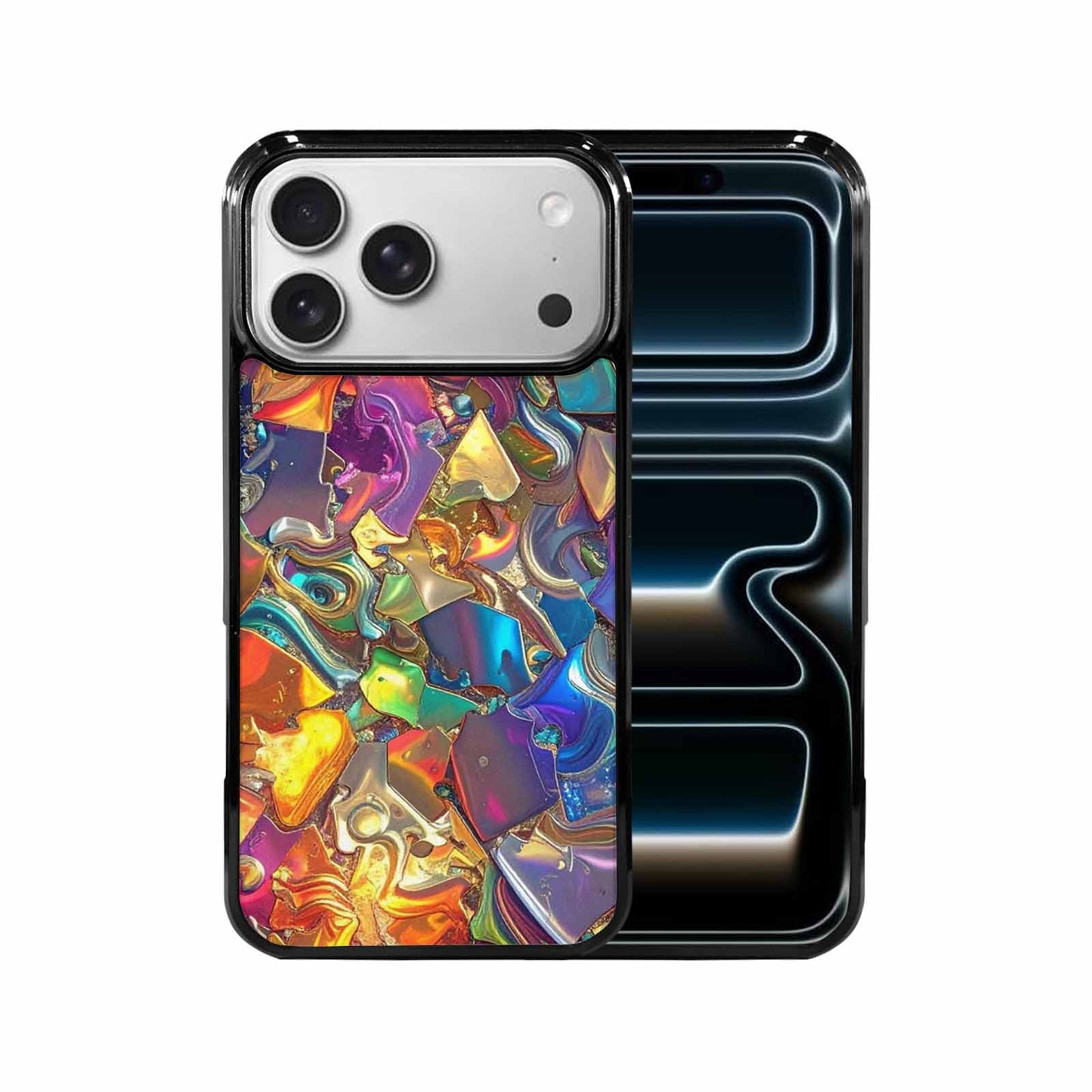 iPhone 17 Pro Max Case — Holographic Iridescent Shimmer Pattern Original Art, Custom Phone Case