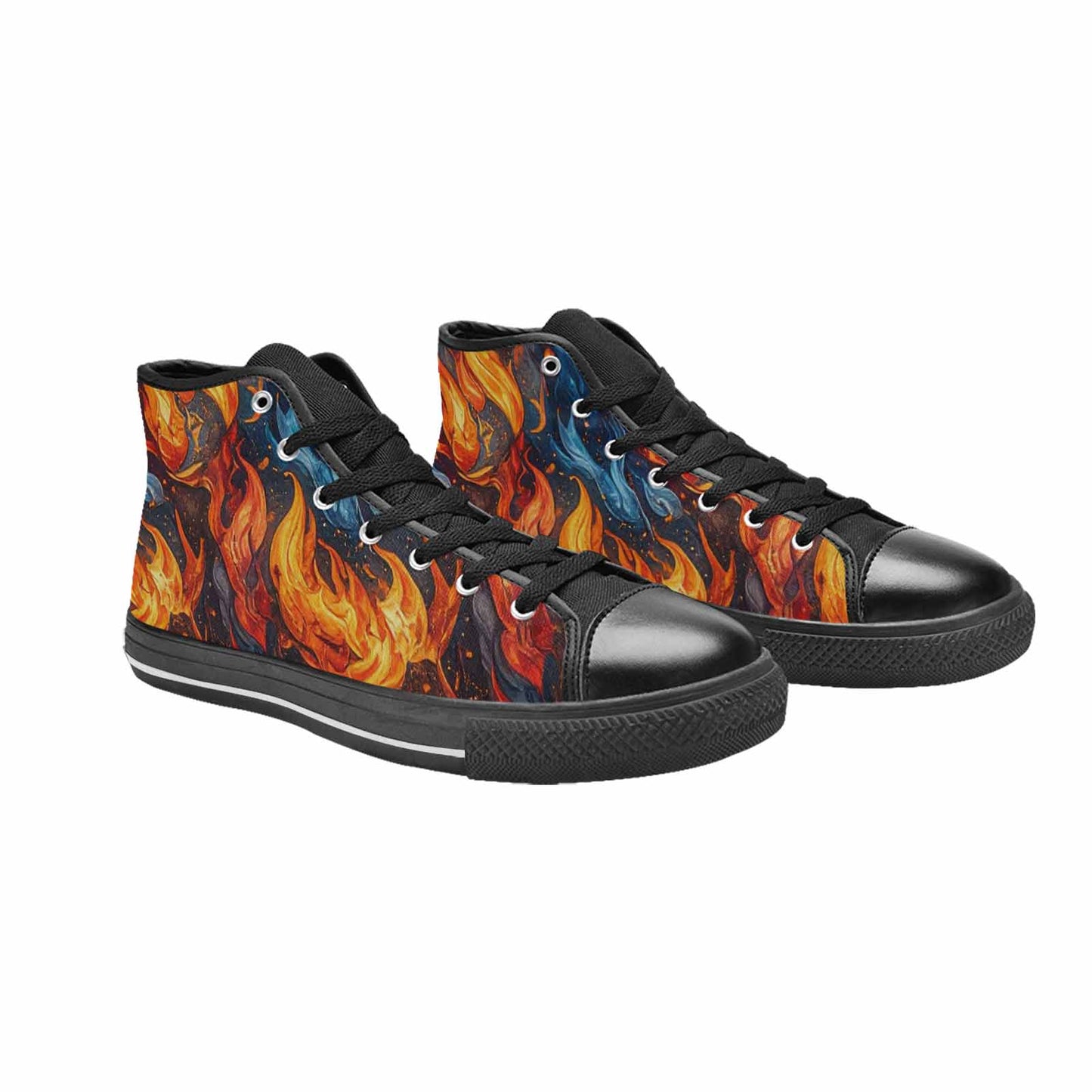 WOMEN'S Fire Flame High Top Canvas Wallpaper Art Shoes