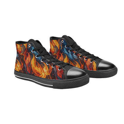 WOMEN'S Fire Flame High Top Canvas Wallpaper Art Shoes
