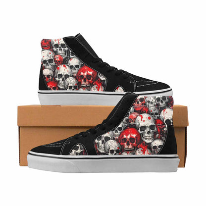 MEN'S Skulls Black & Red Ink High Top Canvas Boutique Y2K Limited Edition Sneakers