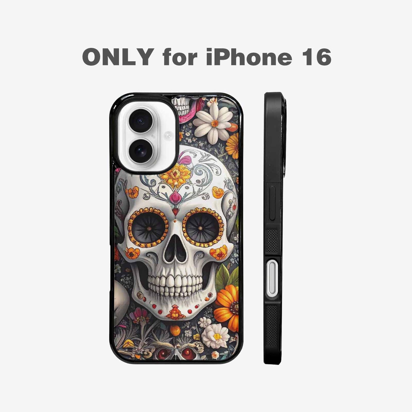 iPhone 16 Case — Greyscale Black And White Dark Black, Custom Designed Case Cover