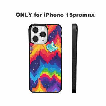 iPhone 15 Pro Max Case — Pixel Art 8 Bit Burst Pattern, Custom Print Case Cover