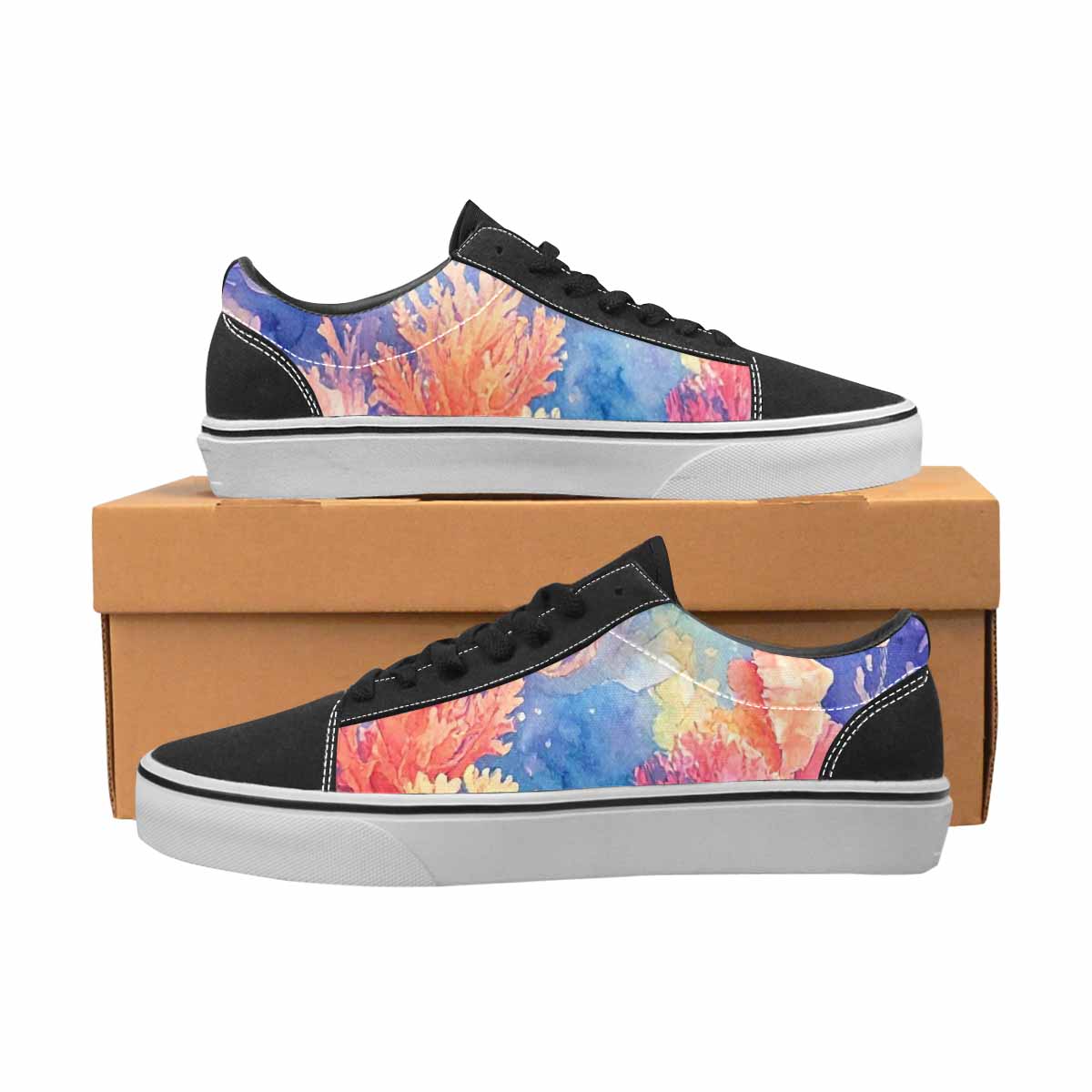 MEN'S Fish Scale Coral Canvas Lace-Up Neon Fantasy Custom Shoes