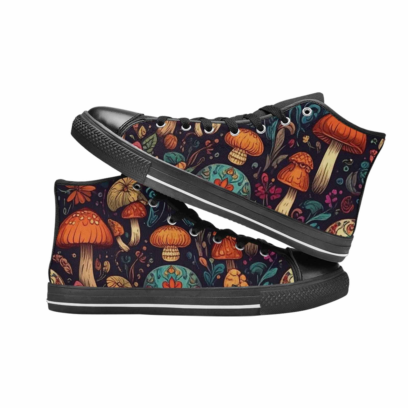 MEN'S Mushrooms And Skulls High Top Canvas Wallpaper Art Custom Shoes