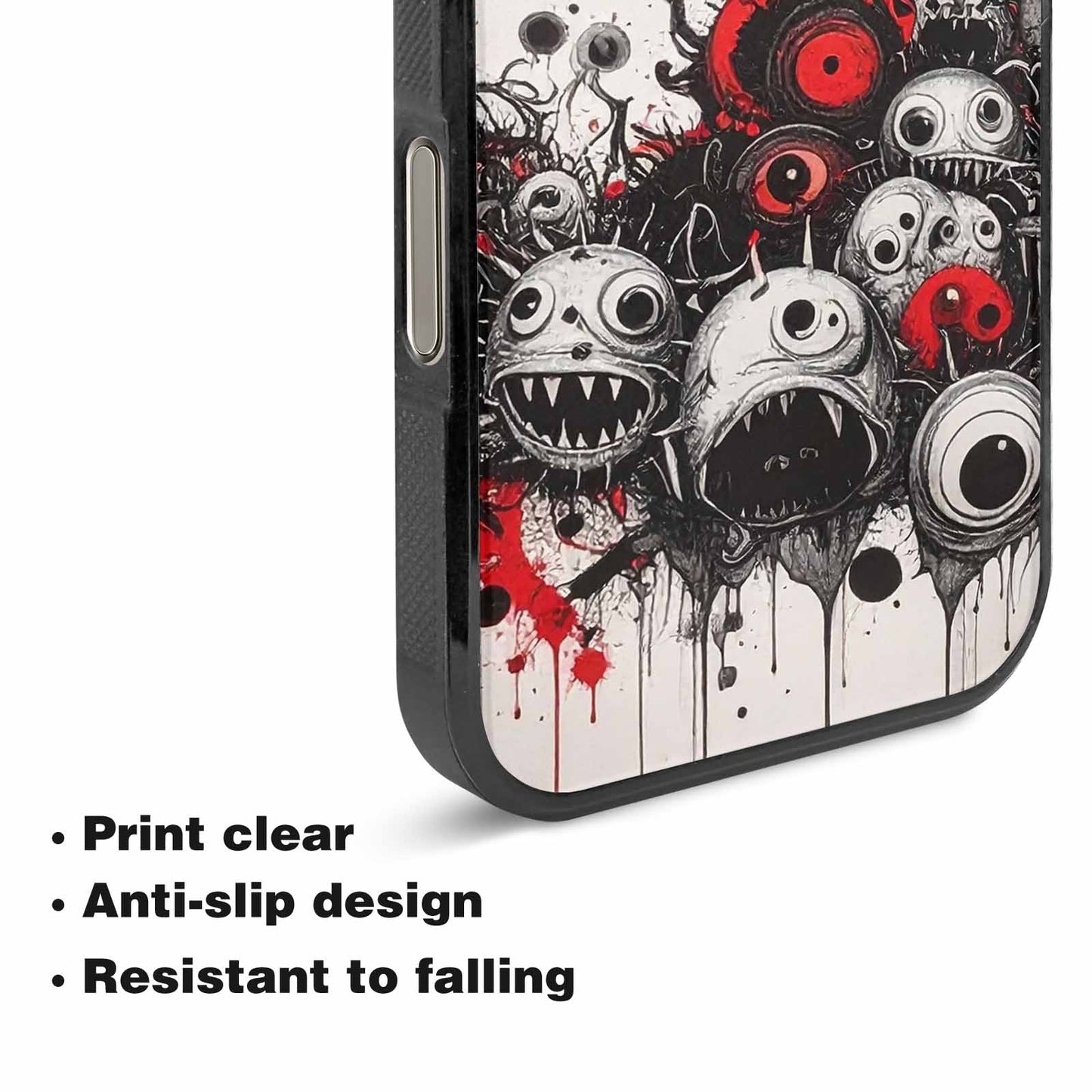 iPhone 16 Pro Case — Multi Eye Monster Black Red Ink, Unique Phone Case Design