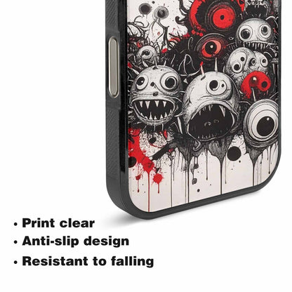 iPhone 16 Pro Case — Multi Eye Monster Black Red Ink, Unique Phone Case Design
