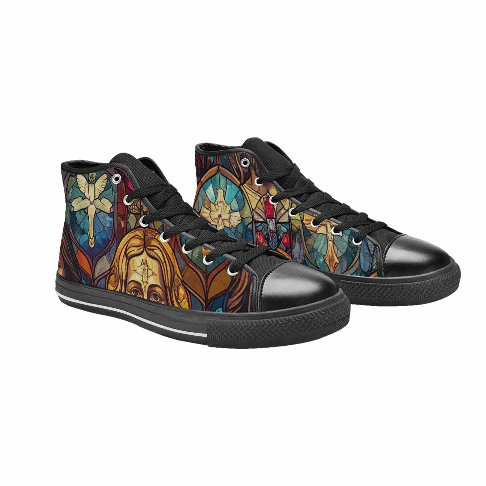 MEN'S Jesus Face Small High Top Canvas Vibrant Chaos Shoes