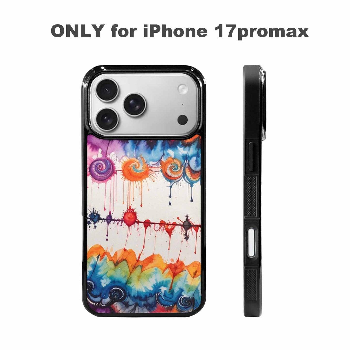 iPhone 17 Pro Max Case — Tie Dye Swirls Black Tie Dye, Custom Made Phone Cover