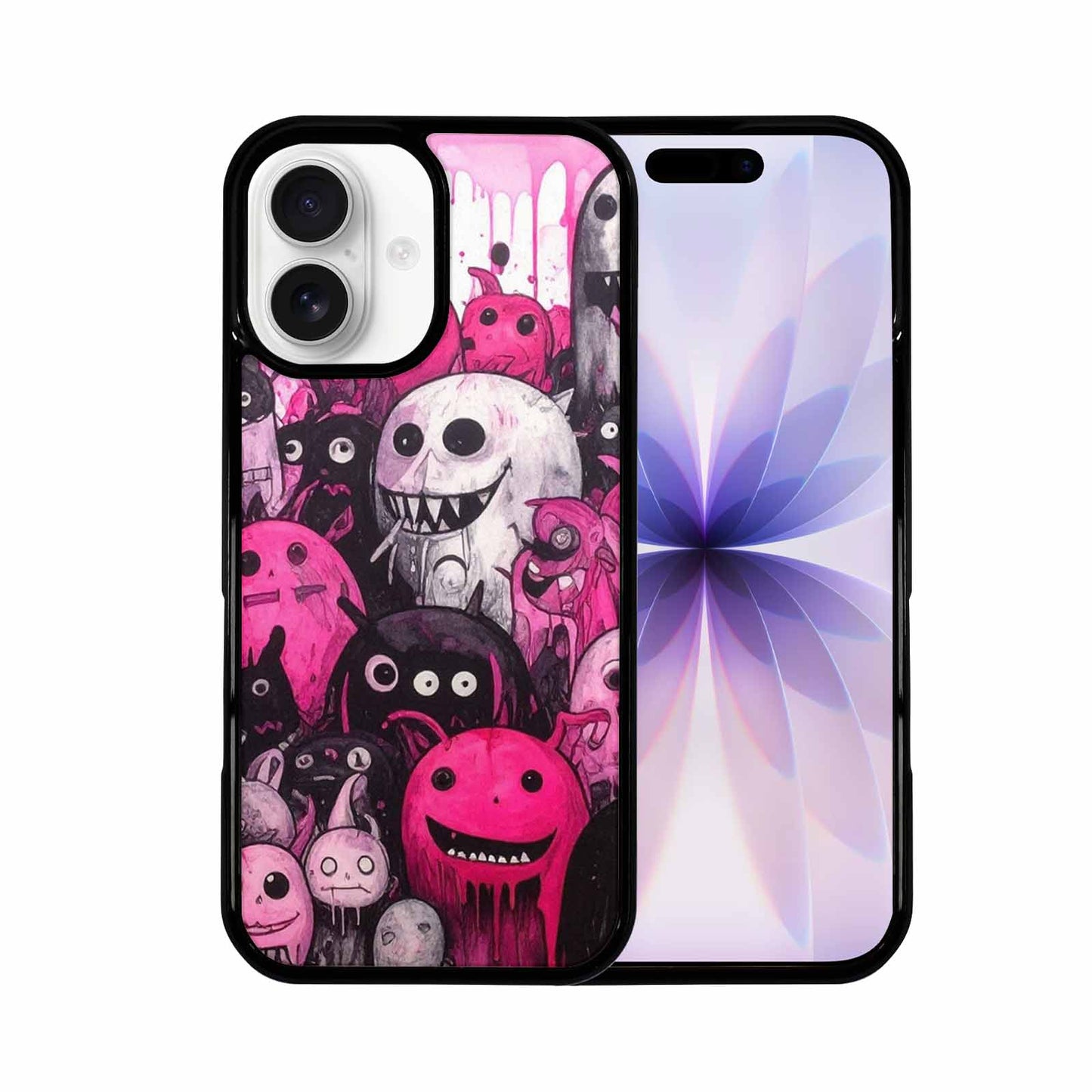 iPhone 17 Case — Black &amp; Pink Ink Cartoon Cute, Customized Protective Case