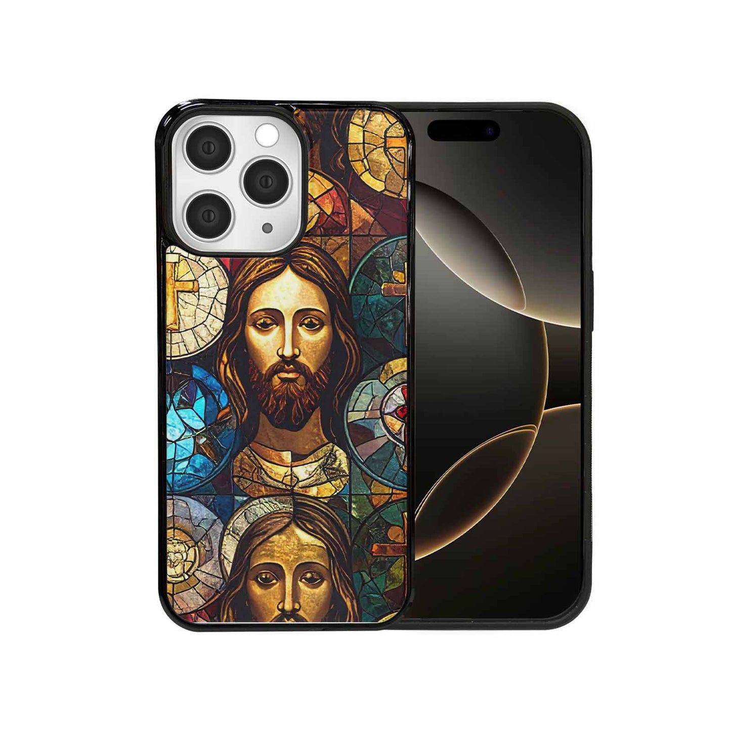 iPhone 15 Pro Max Case — Jesus Face Small Cross And Faith, Unique Phone Case Design