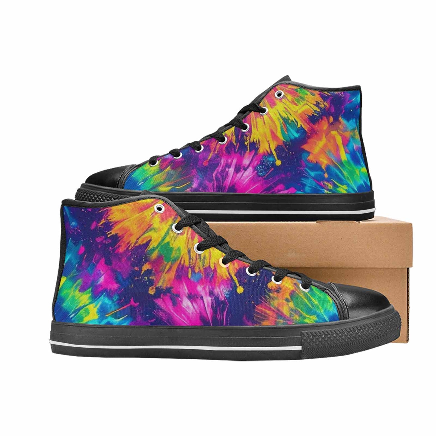 MEN'S Tie Dye - High Top Canvas Y2K Custom Shoes