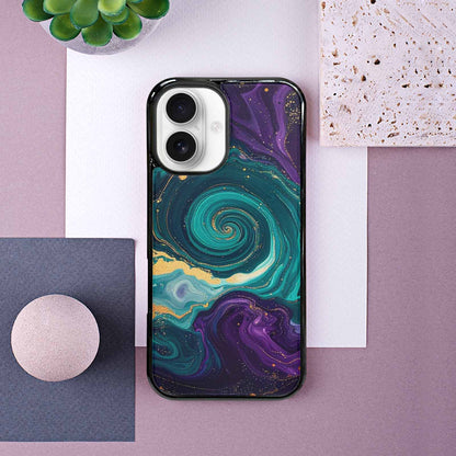 iPhone 16 Case — Marbled Swirl Texture Blended With Galaxy, Custom Made Phone Cover