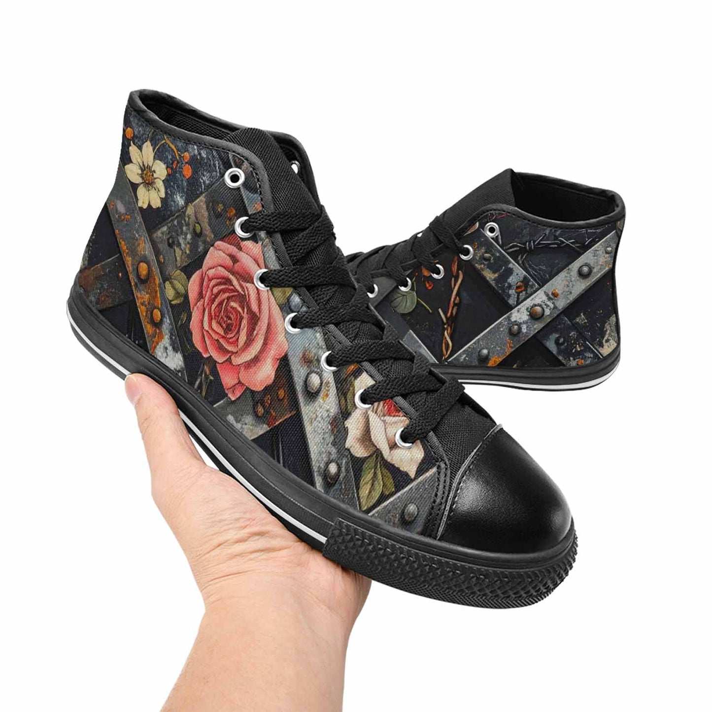 MEN'S Barbed Wire Chain High Top Canvas Neon Fantasy Sneakers