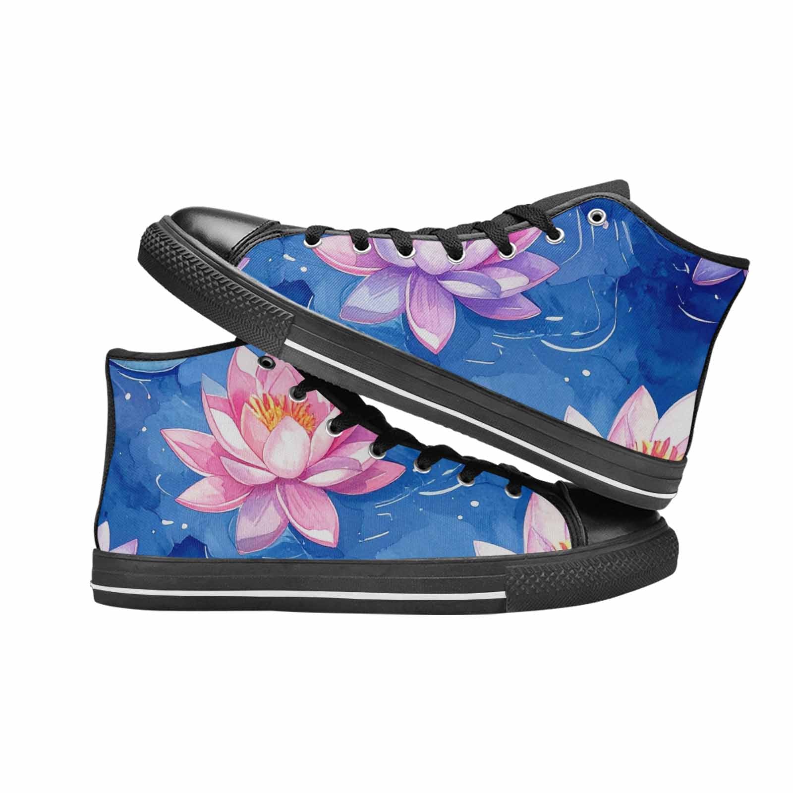 MEN'S Water Lilies Impressionist High Top Canvas Vivid Shoes