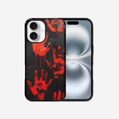 iPhone 16 Case — Splatter Paint Art Hand Prints Black, Custom Phone Case