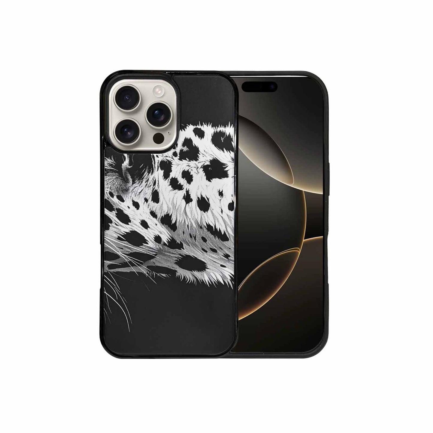 iPhone 16 Pro Max Case — Leopard Print Black And White Style, Custom Printed Phone Case