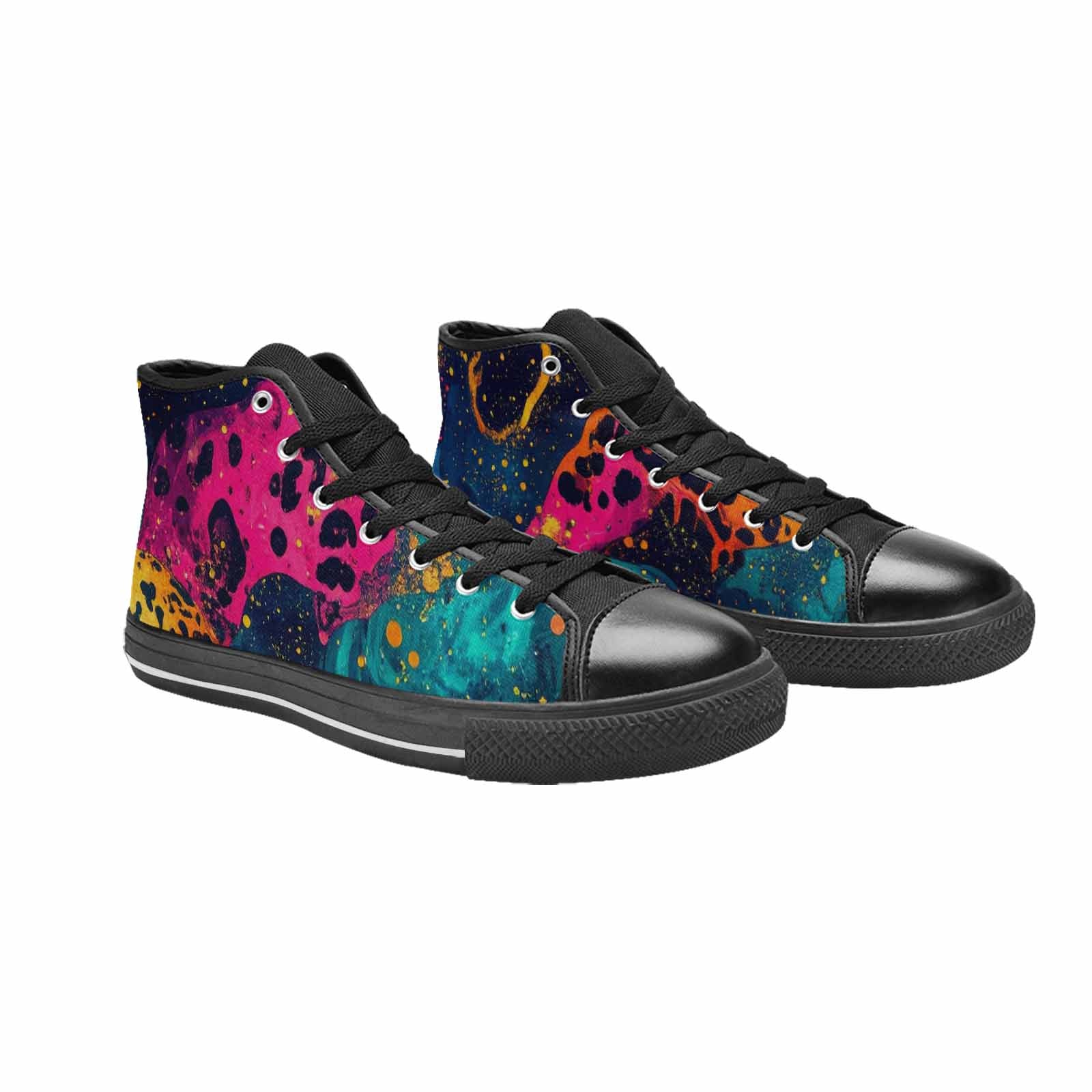 WOMEN'S Leopard Print Galaxy High Top Canvas Dark Academia Custom Shoes