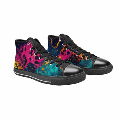 WOMEN'S Leopard Print Galaxy High Top Canvas Dark Academia Custom Shoes