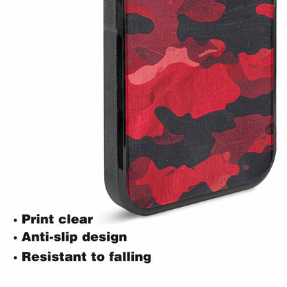 iPhone 15 Case — Tactical Camo Red Black Custom, Custom Print Case Cover