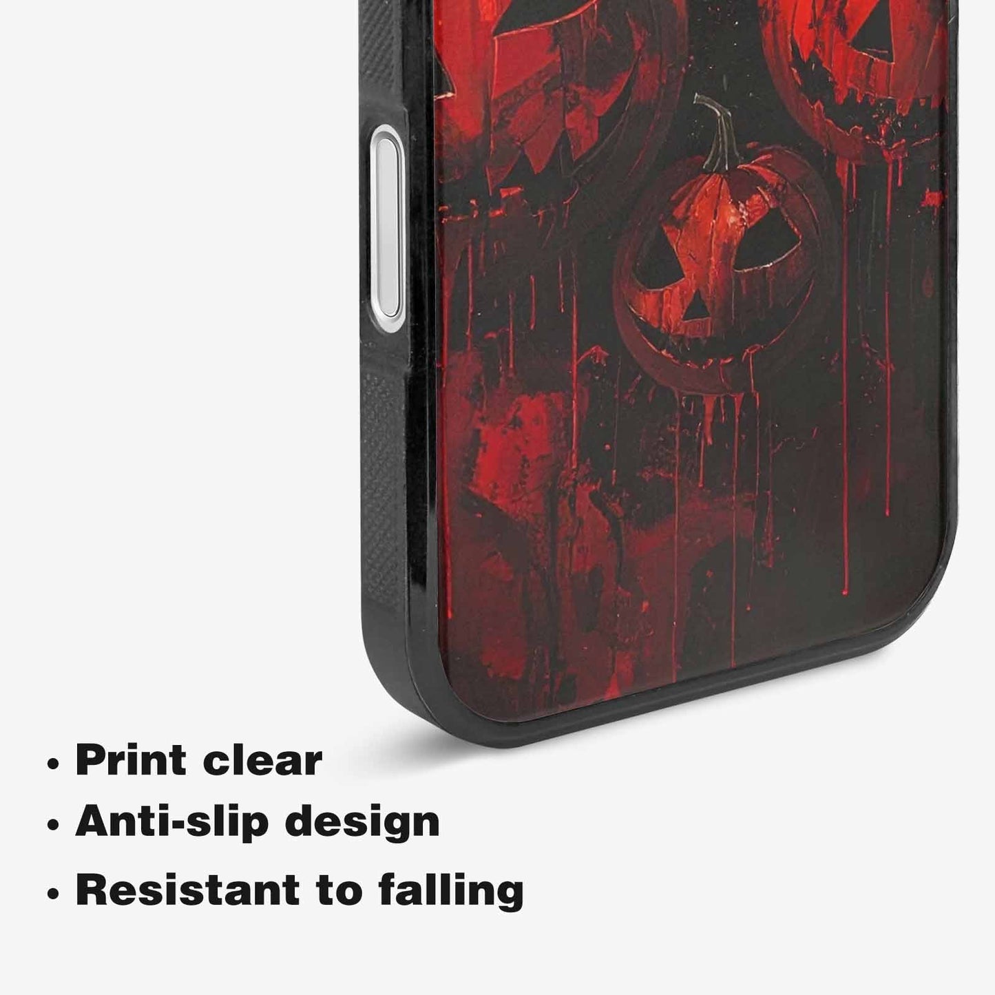 iPhone 16 Plus Case — Bloody Pumpkin Face, Custom Phone Case