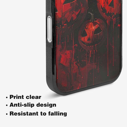 iPhone 16 Plus Case — Bloody Pumpkin Face, Custom Phone Case